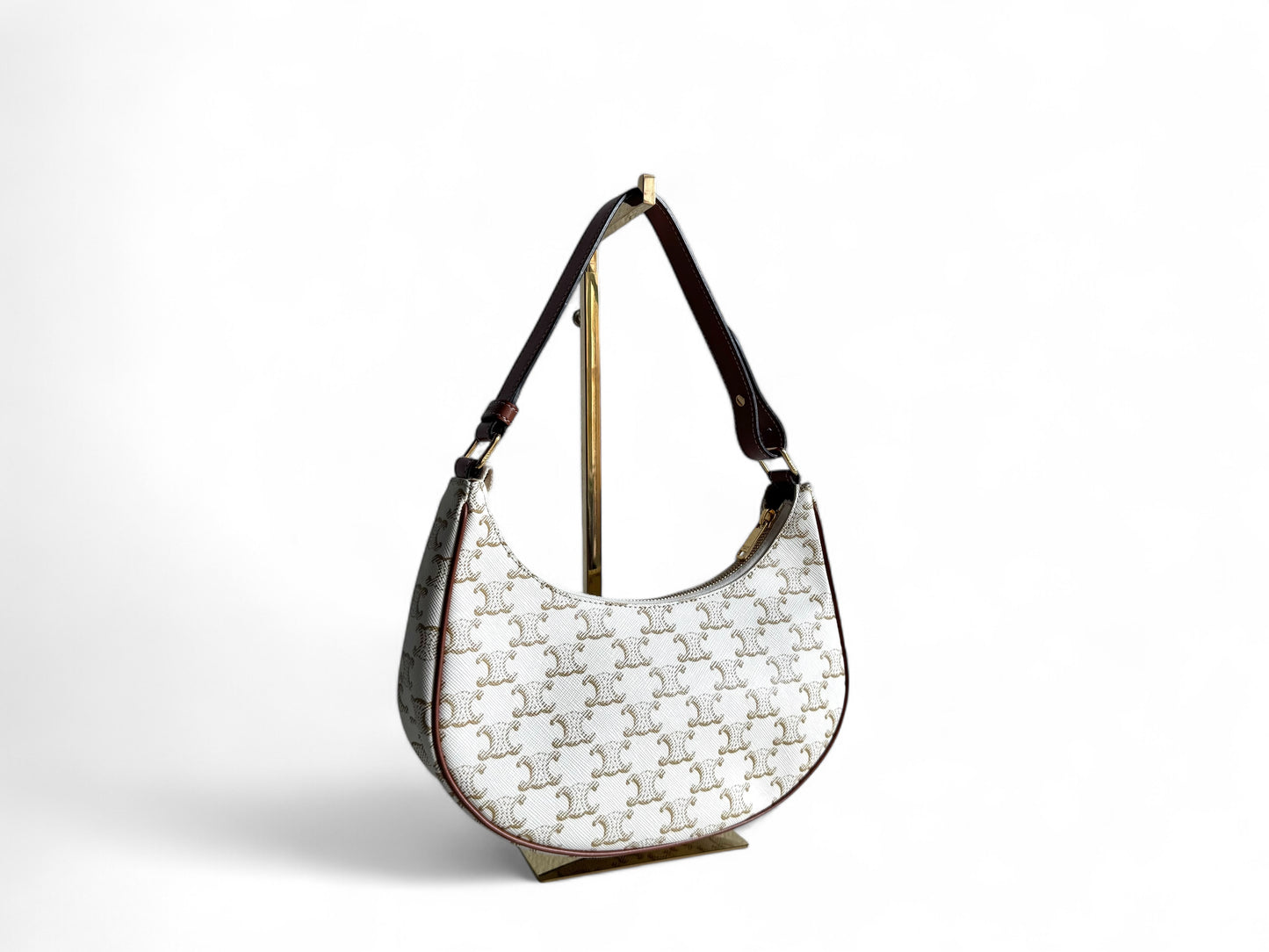 CELINE Canvas Calfskin Ava Triomphe Shoulder Bag