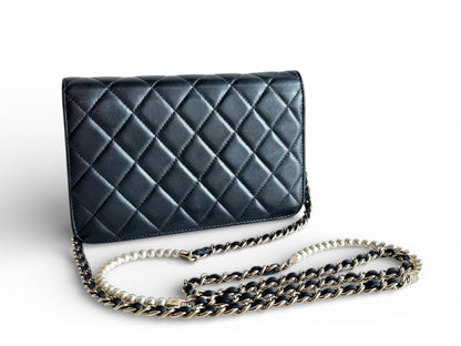 CHANEL Lambskin Limited Pearl Strap Wallet On Chain