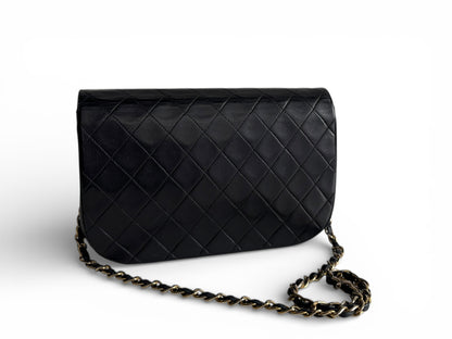 CHANEL Lambskin Half Moon Double Flap Bag