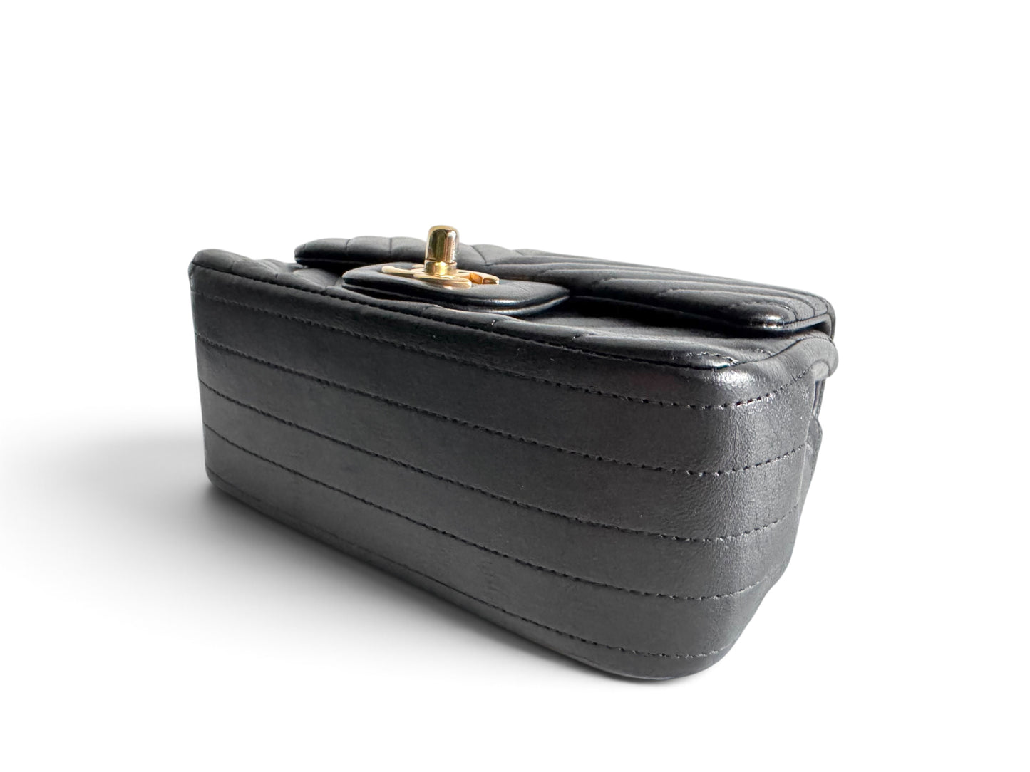 CHANEL Lambskin Chevron Quilted Mini Square Flap