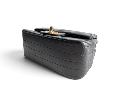 CHANEL Lambskin Chevron Quilted Mini Square Flap