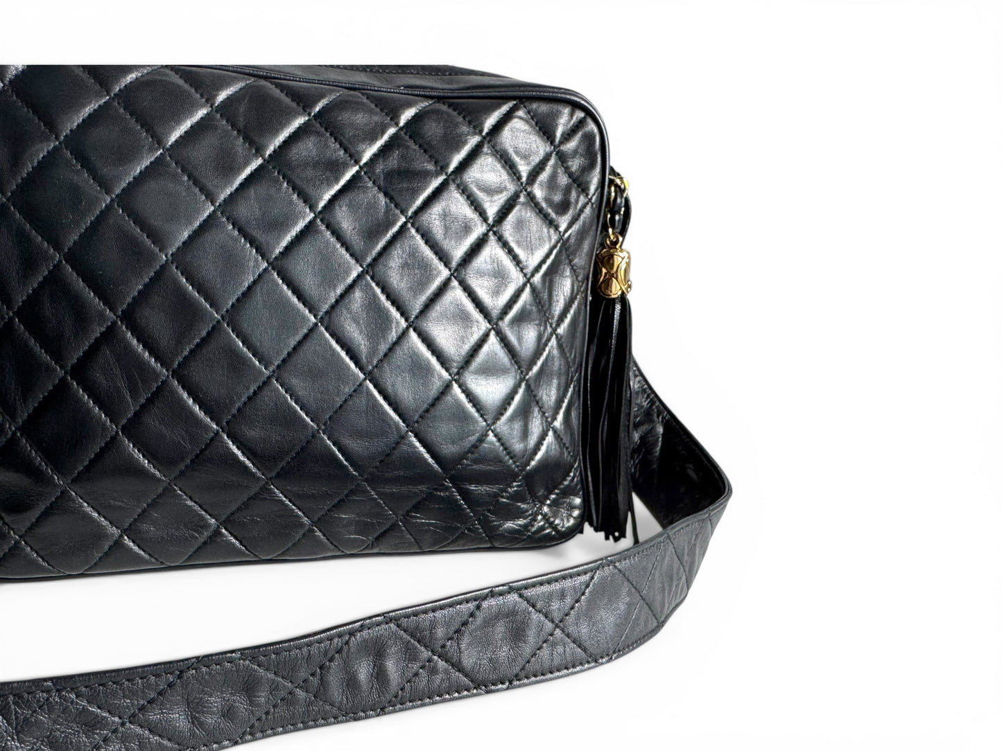 CHANEL Lambskin Quilted CC Tassel Camera Case