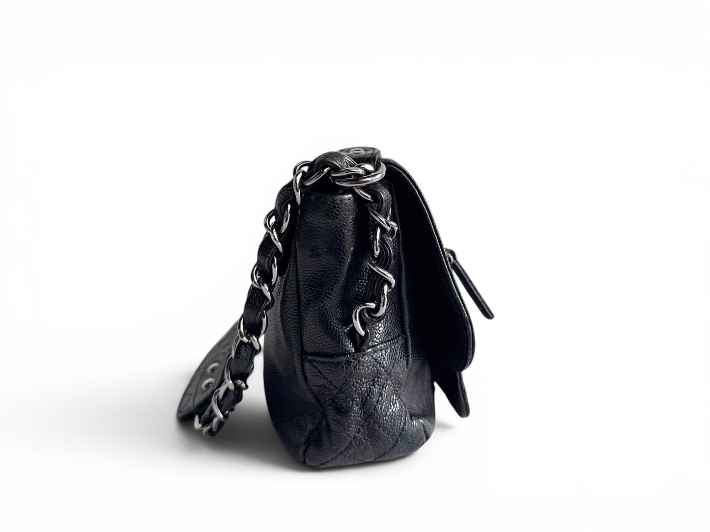 CHANEL Black Quilted Caviar Leather Pocket in the City Flap Shoulder Bag