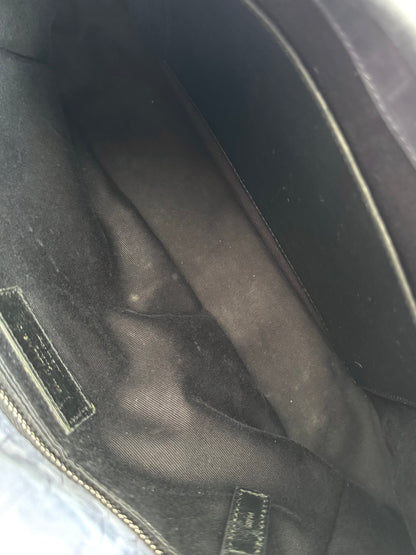 SAINT LAURENT Croc Embossed Nubuck Medium Nikki Bag