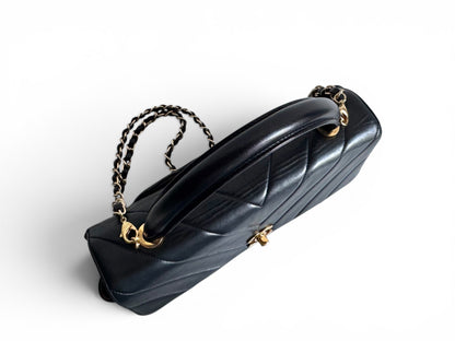 CHANEL Lambskin Chevron Quilted Kelly Flap