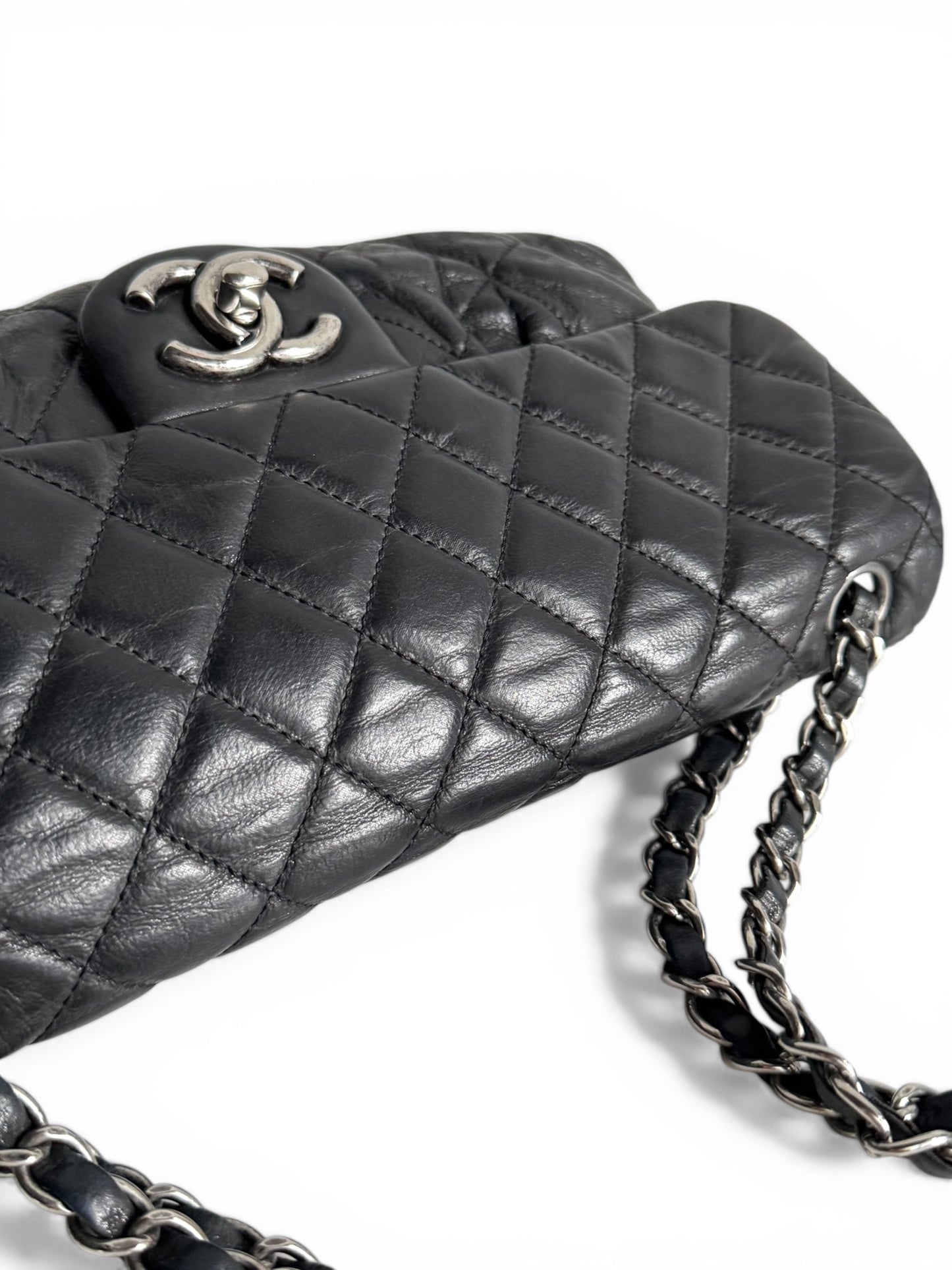CHANEL Iridescent Lambskin Quilted East West Flap Bag