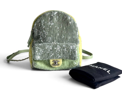 CHANEL Sequin Tri-color Waterfall Backpack