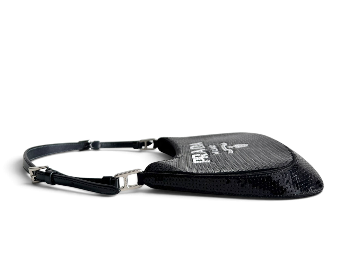 PRADA Paillettes Sequin Logo Cleo Adjustable Strap Shoulder Bag