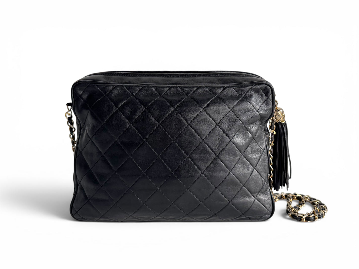 CHANEL Lambskin Quilted Tassel Camera Case