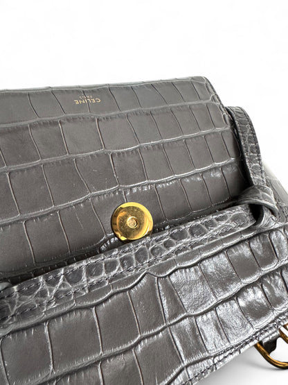 CELINE Calfskin Crocodile Embossed Nano Belt Bag