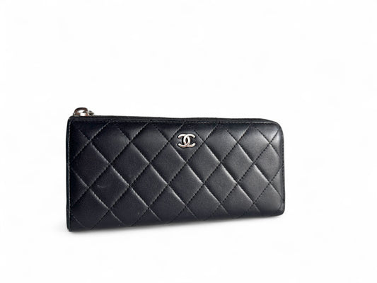 CHANEL Lambskin Quilted Large Gusset Zip Around Wallet