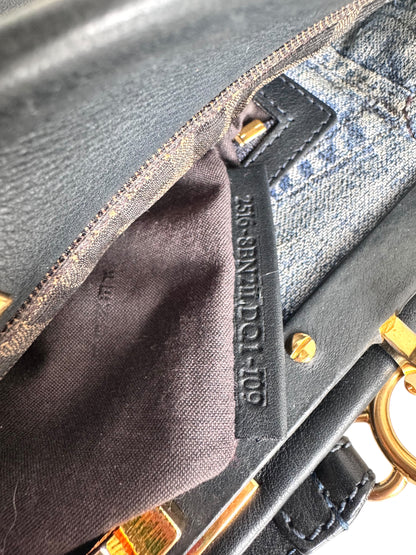 FENDI Calfskin Denim Zucca Peekaboo Iconic Satchel