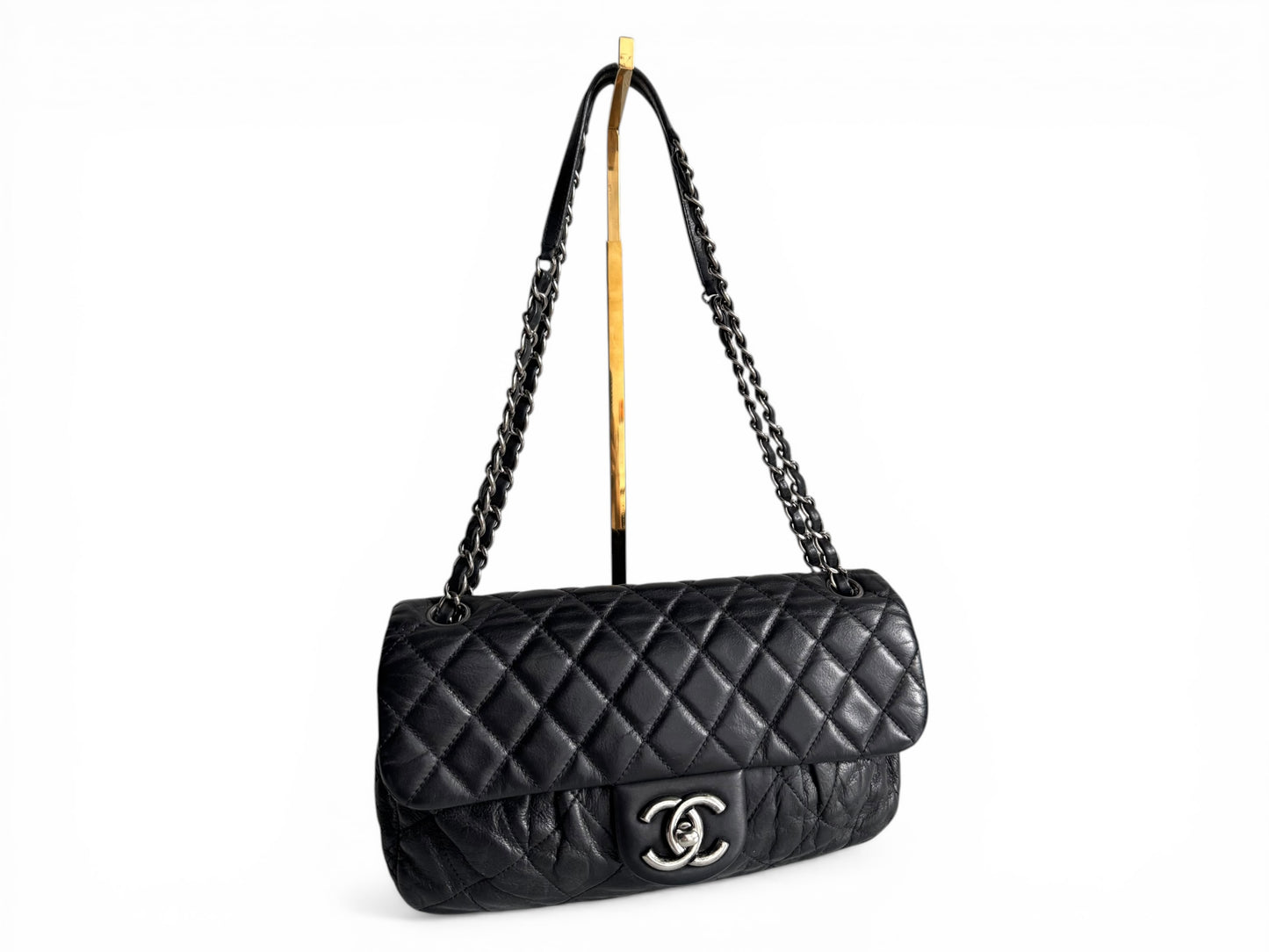 CHANEL Iridescent Lambskin Quilted East West Flap Bag
