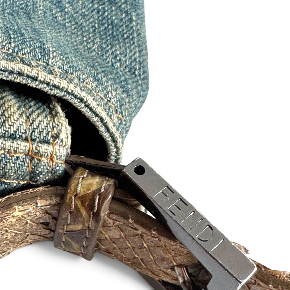 FENDI Denim Snakeskin Mama Baguette