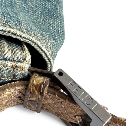 FENDI Denim Snakeskin Mama Baguette