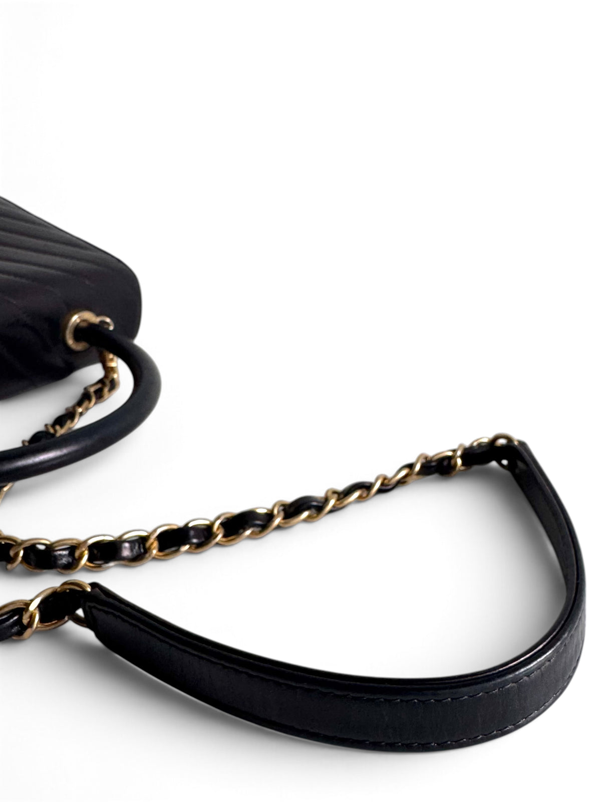 CHANEL Calfskin Chevron Small Coco Handle Flap