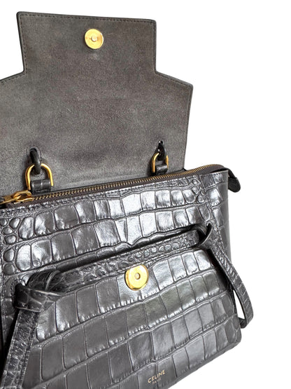CELINE Calfskin Crocodile Embossed Nano Belt Bag