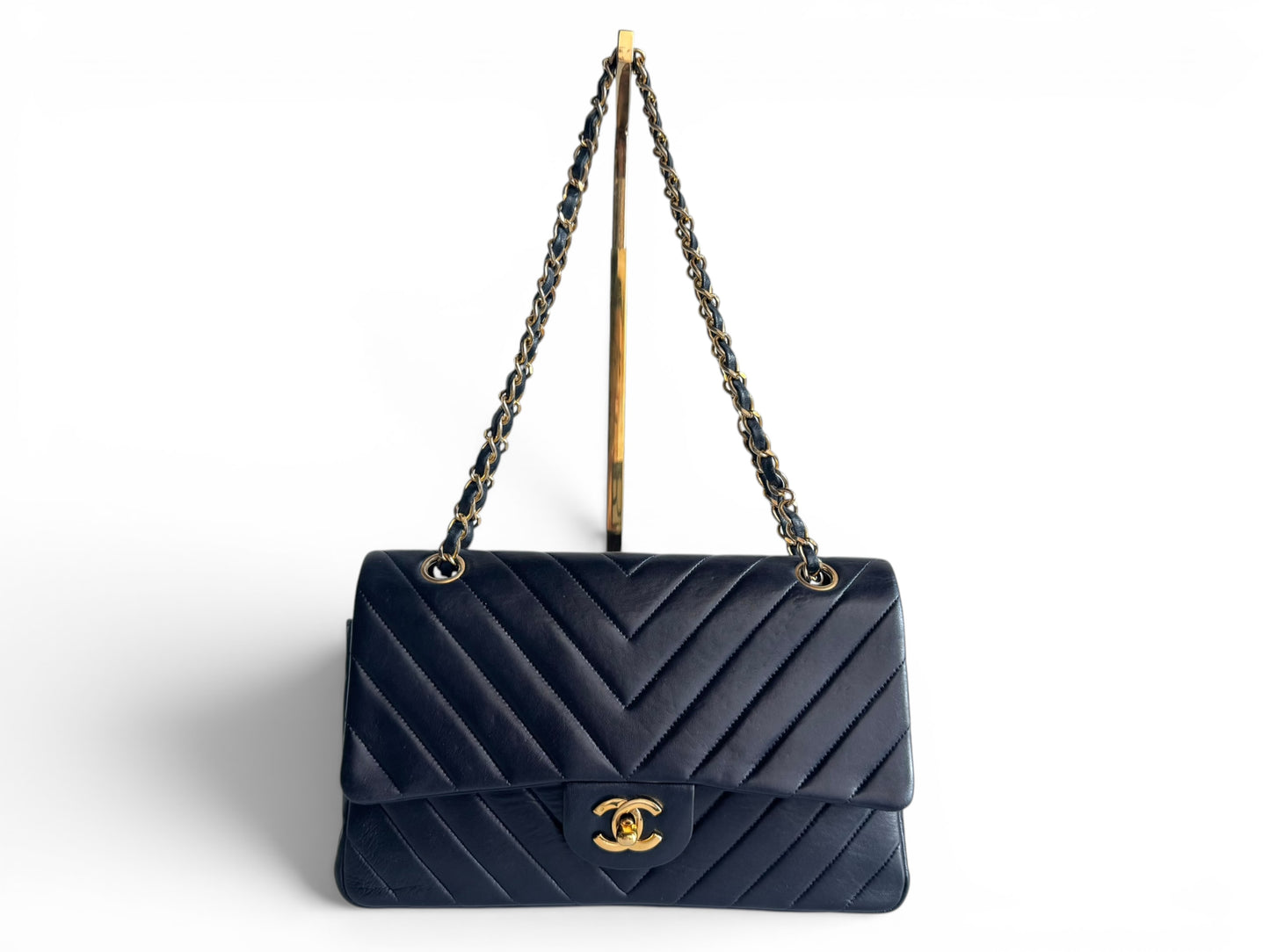 CHANEL Lambskin Chevron Medium Double Flap Bag