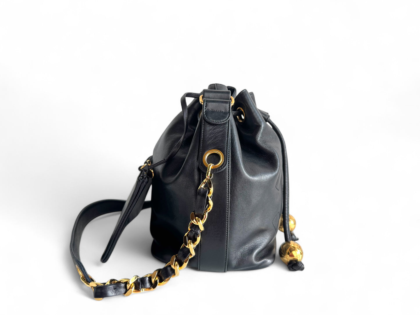 CHANEL Lambskin CC Drawstring Bag