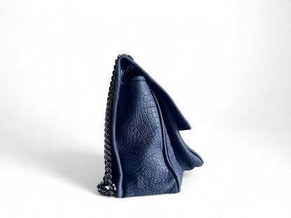 SAINT LAURENT Croc Embossed Nubuck Medium Nikki Bag