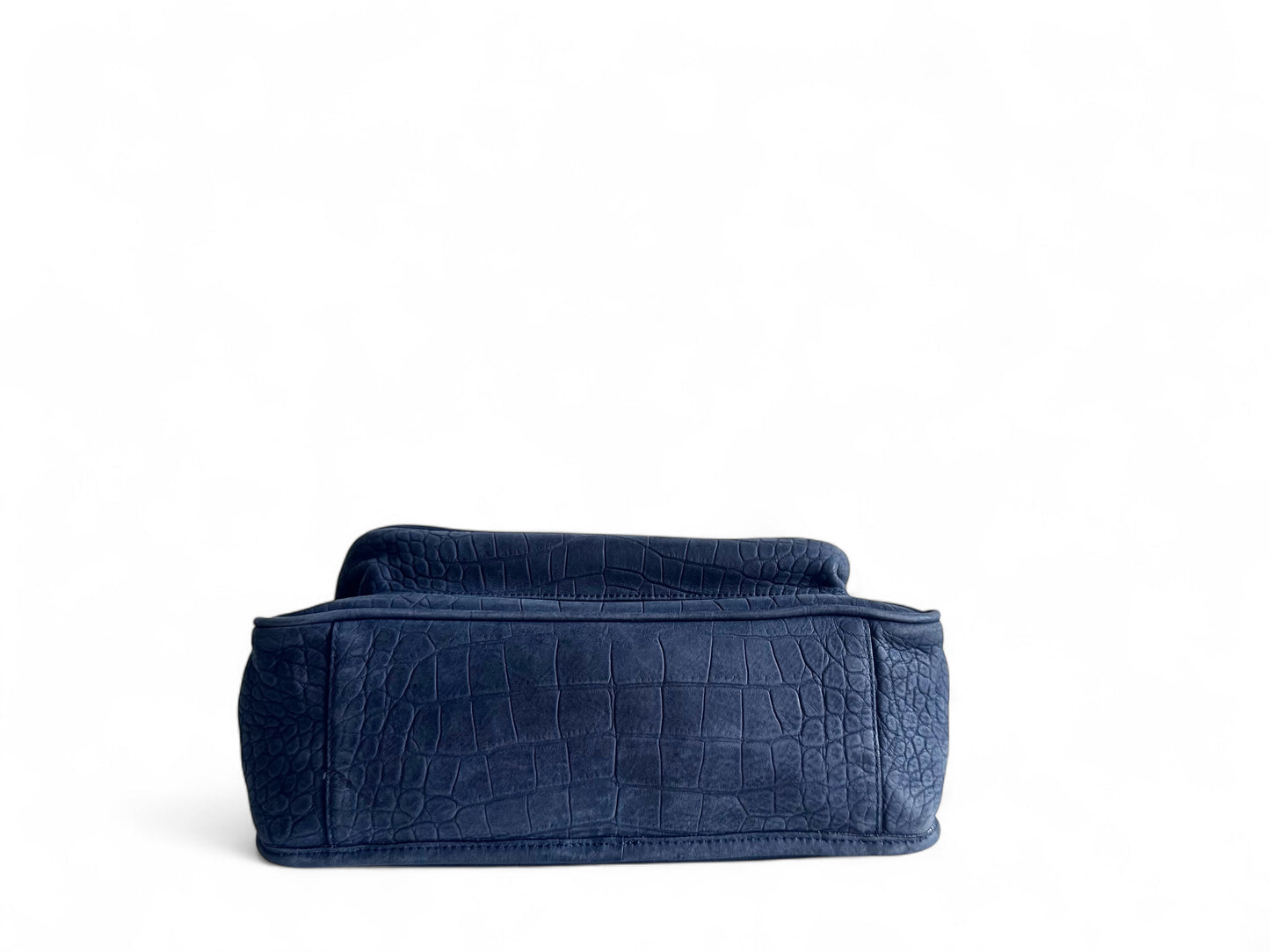 SAINT LAURENT Croc Embossed Nubuck Medium Nikki Bag