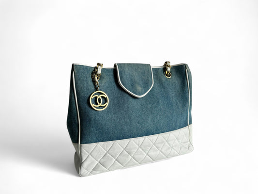 CHANEL Denim Lambskin Tote