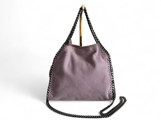 STELLA MCCARTNEY Shaggy Deer Mini Falabella Fold Over Tote Purple
