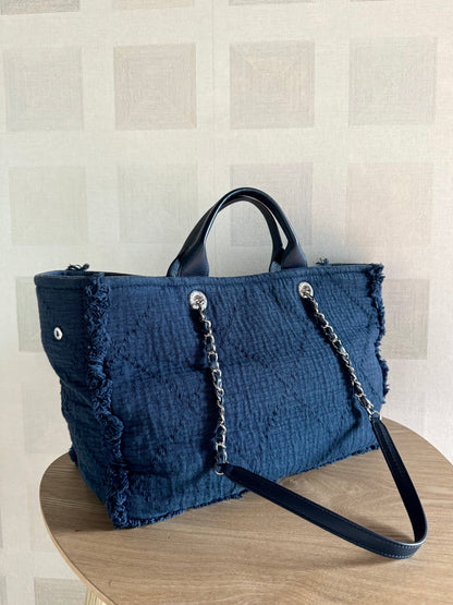 CHANEL Canvas Large Double Face Shopping Tote