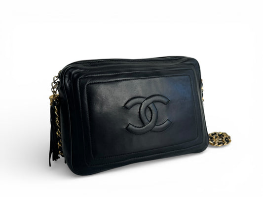 Chanel Black Lambskin CC Tassel Camera Bag