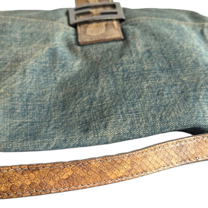 FENDI Denim Snakeskin Mama Baguette