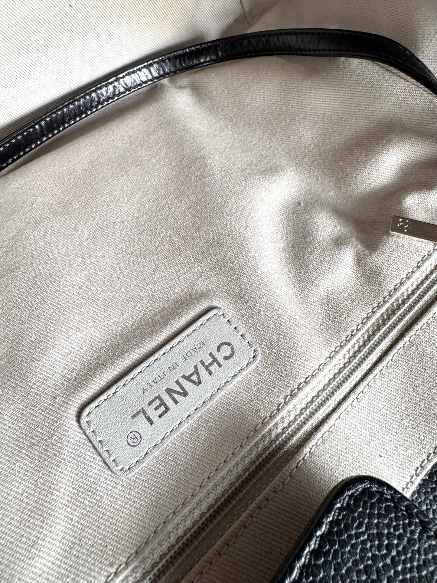 CHANEL Glazed Calfskin Small Deauville Tote