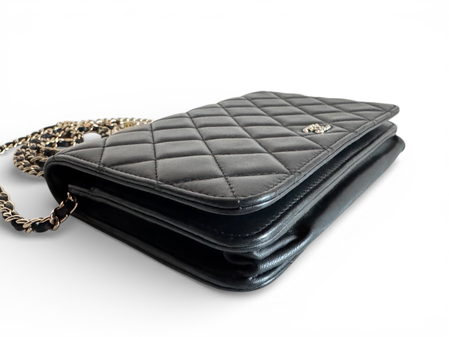 CHANEL Lambskin Limited Pearl Strap Wallet On Chain