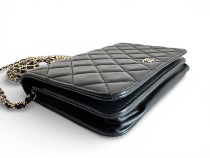 CHANEL Lambskin Limited Pearl Strap Wallet On Chain
