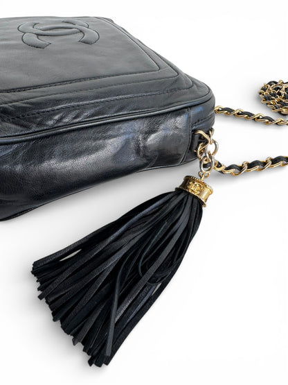 Chanel Black Lambskin CC Tassel Camera Bag