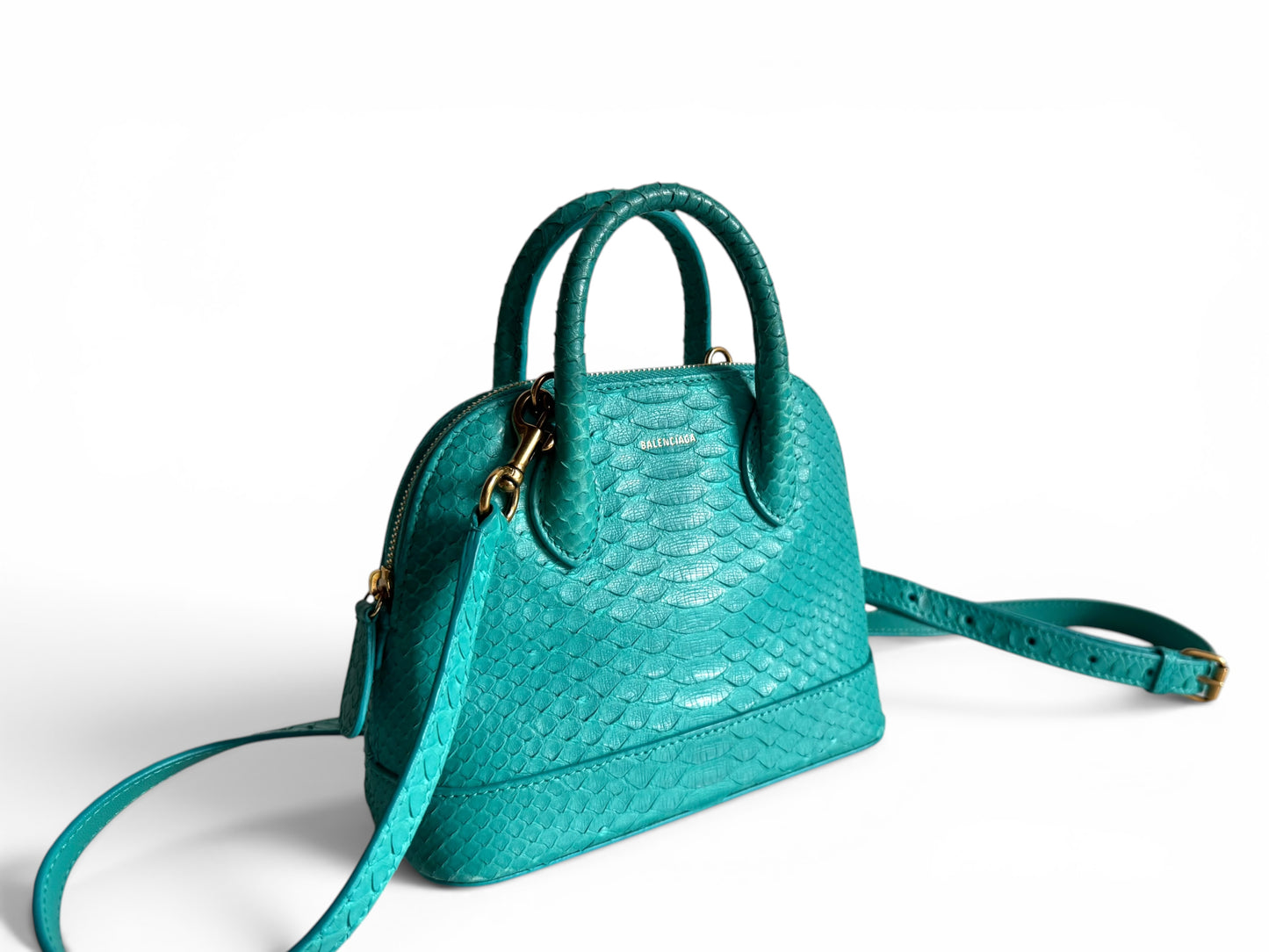 BALENCIAGA Python Ville XXS Top Handle Bag