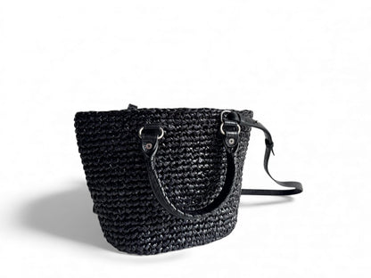 BALENCIAGA Nylon Raffia Le Cagole Small Panier Tote