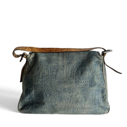 FENDI Denim Snakeskin Mama Baguette