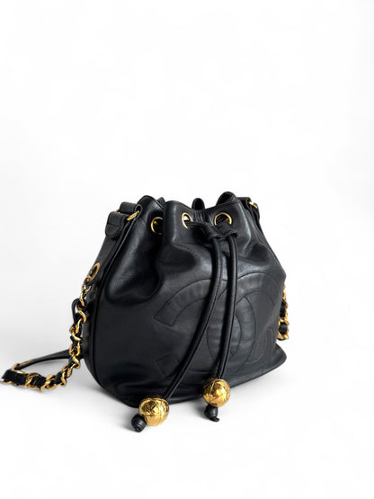 CHANEL Lambskin CC Drawstring Bag