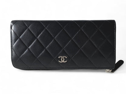 CHANEL Lambskin Quilted Large Gusset Zip Around Wallet