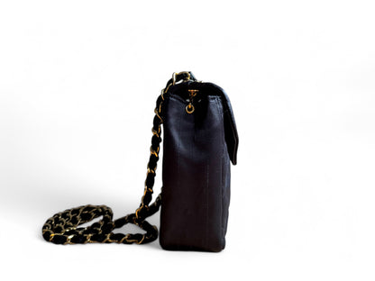 Chanel Satin Rhinestone Chain Flap Bag