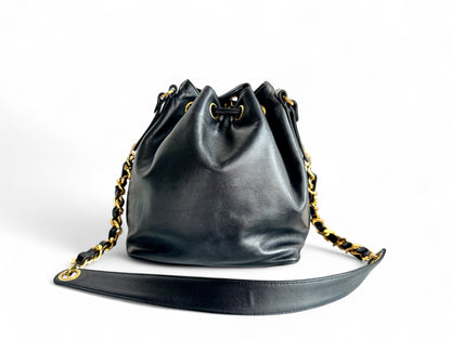CHANEL Lambskin CC Drawstring Bag