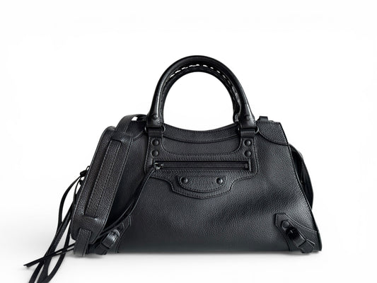 BALENCIAGA Grained Calfskin Neo Classic Black Hardware S City