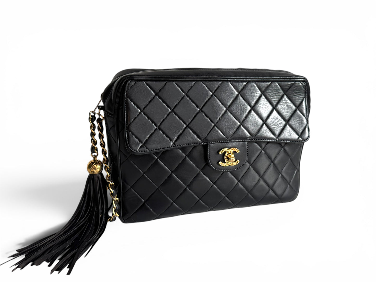 Chanel Lambskin Quilted Flap Camera Tassel Case