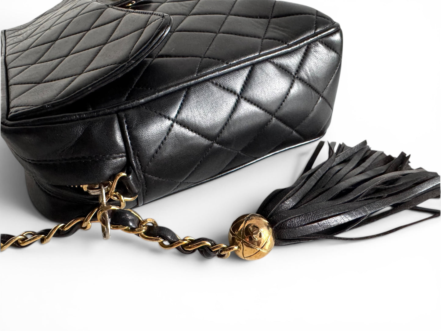Chanel Lambskin Quilted Flap Camera Tassel Case