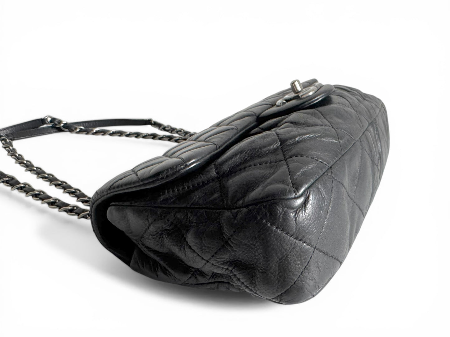 CHANEL Iridescent Lambskin Quilted East West Flap Bag