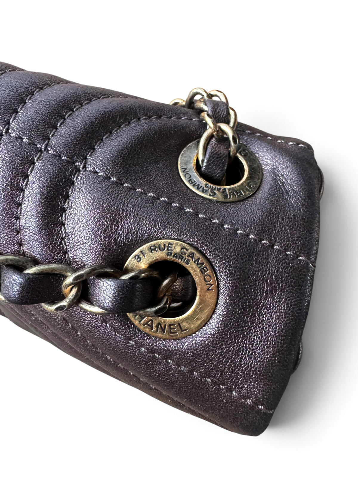 CHANEL Metallic Calfskin Degrade East West Flap
