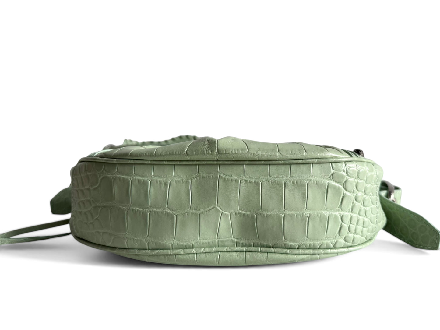 BALENCIAGA Extra Supple Calfskin Crocodile Embossed Le Cagole Shoulder Bag