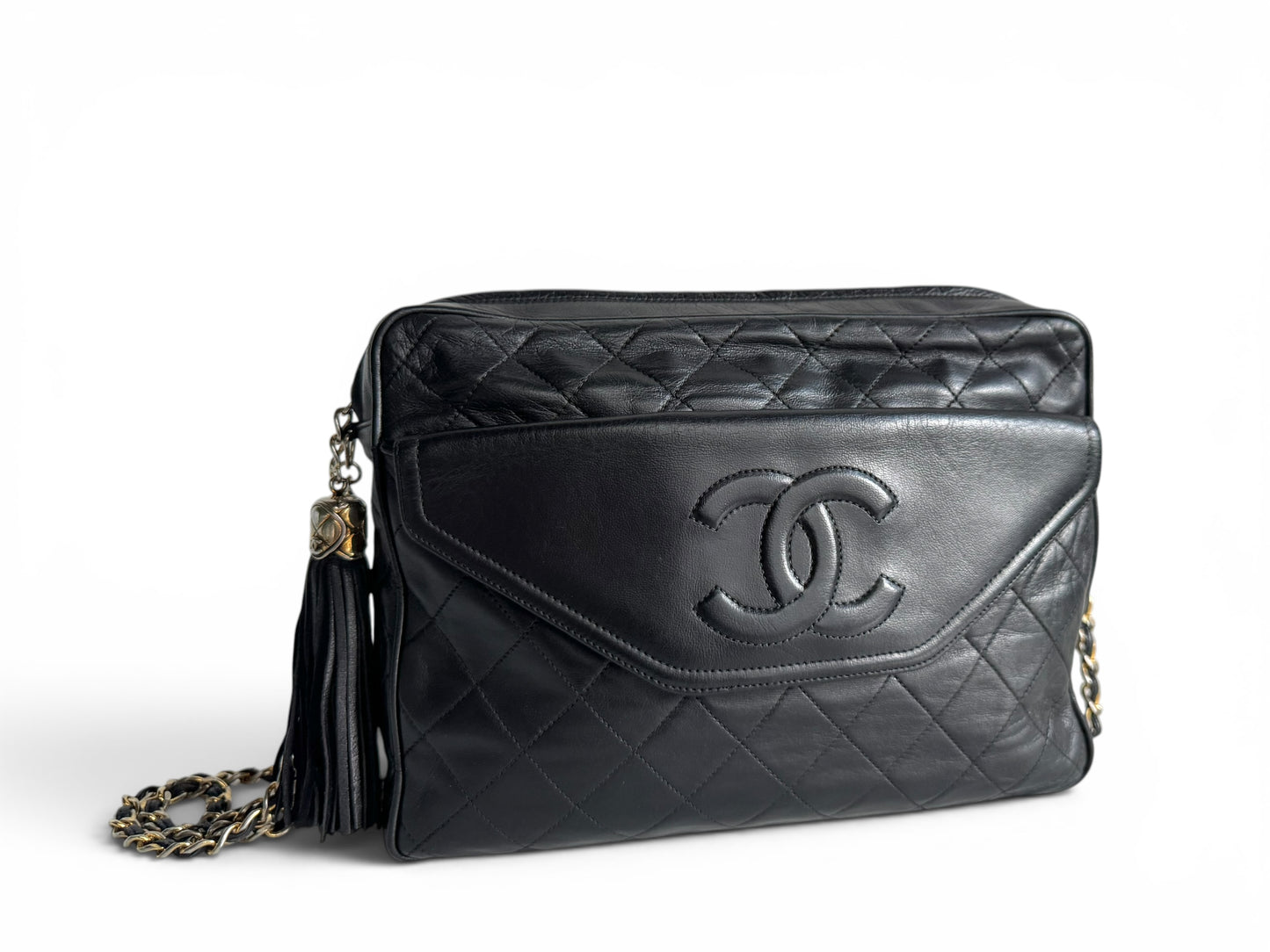 CHANEL Lambskin Quilted Tassel Camera Case