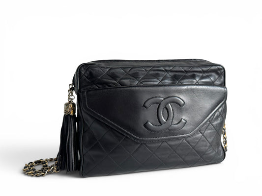 CHANEL Lambskin Quilted Tassel Camera Case