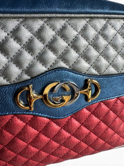 GUCCI Laminated Nappa Trapuntata Small Zumi Shoulder Bag
